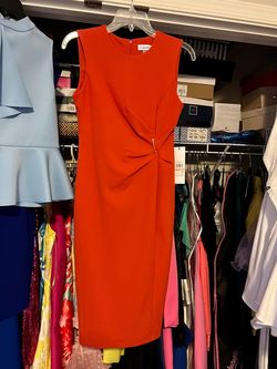 Calvin Klein Orange Size 2 Floor Length 70 Off Straight Dress on Queenly