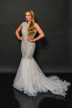 Jovani White Size 2 Tulle High Neck Pageant 50 Off Mermaid Dress on Queenly