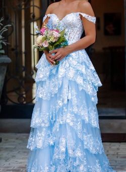 Style 55500 Sherri Hill Blue Size 0 Pageant Ball gown on Queenly