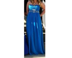 Fiesta Blue Size 6 Jewelled Floor Length Turquoise A-line Dress on Queenly