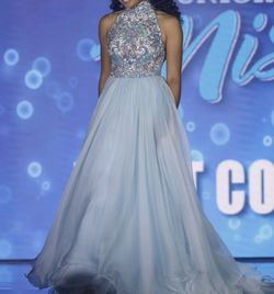 Style Couture  Sherri Hill Blue Size 0 Train Floor Length Couture  Ball gown on Queenly
