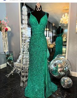 Ashley Lauren Green Size 3 Sequined Girls Size Train Dress on Queenly