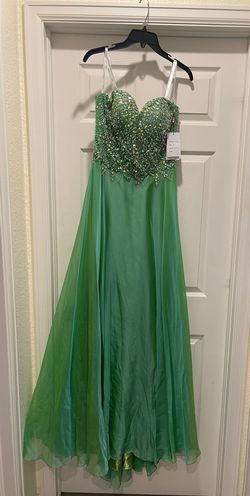 Style 19856 Gigi by La Femme Green Size 8 Floor Length Strapless Prom A-line Dress on Queenly