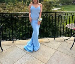 La Femme Blue Size 2 Jersey Short Height A-line Dress on Queenly