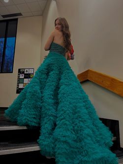 Sherri Hill Green Size 4 Strapless Quinceanera Tall Height Floor Length Ball gown on Queenly