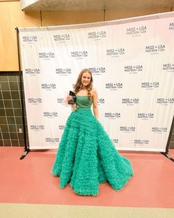 Sherri Hill Green Size 4 Pageant Jersey Quinceanera Ball gown on Queenly