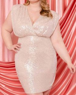 Style 1-1519701268-933 Symphony Nude Size 24 Jersey Plus Size Cocktail Dress on Queenly