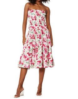 Style 1-1945628016-3236 Misa Los Angeles Pink Size 4 Floral Tall Height Strapless Cocktail Dress on Queenly