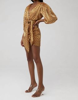 Style 1-1992826003-2901 4SI3NNA Gold Size 8 Long Sleeve Tall Height Mini Cocktail Dress on Queenly