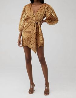 Style 1-1992826003-3236 4SI3NNA Gold Size 4 Pattern Long Sleeve Free Shipping Cocktail Dress on Queenly