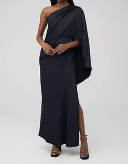 Style 1-2195587489-1498 SIGNIFICANT OTHER Blue Size 4 Straight Long Sleeve Side slit Dress on Queenly