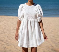 Style 1-2438822573-2696 Beaumont Organic White Size 12 Sleeves Mini Engagement Sorority Cocktail Dress on Queenly