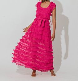 Style 1-2534155635-3471 Cleobella Pink Size 4 Tulle Magenta Military Floor Length A-line Dress on Queenly