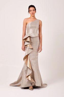 Style 3325-93252-3252 John Paul Ataker Gold Size 14 Floor Length Mermaid Dress on Queenly