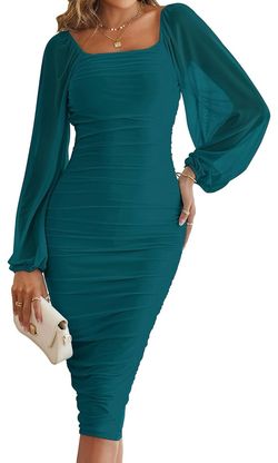 MEROKEETY Green Size 16 Wedding Guest Jersey Plus Size Free Shipping Cocktail Dress on Queenly