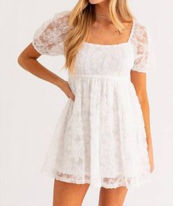 Style 1-3208778828-2696 LE LIS White Size 12 Free Shipping Floral Embroidery Square Neck Sorority Rush Cocktail Dress on Queenly