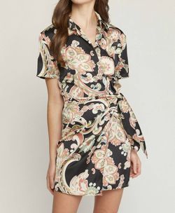 Style 1-354413945-3471 entro Black Size 4 Mini Print Wedding Guest Cocktail Dress on Queenly