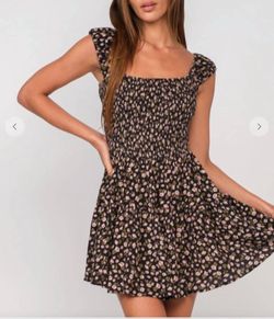 Style 1-3784063121-2790 Sky to Moon Black Size 12 Sorority Rush Tall Height Print Summer Cocktail Dress on Queenly