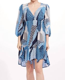 Style 1-4033639242-1498 EVA FRANCO Multicolor Size 4 V Neck Sleeves High Low Cocktail Dress on Queenly