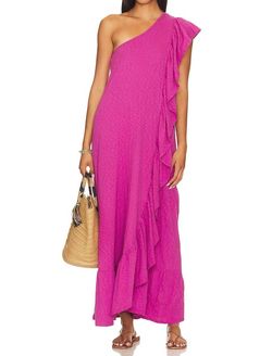 Style 1-463394683-3472 Free People Pink Size 4 One Shoulder Jersey Sorority Straight Dress on Queenly