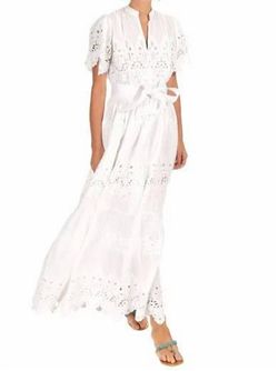 Style 1-540750377-3855 GRETCHEN SCOTT White Size 0 Sleeves High Neck Floor Length Straight Dress on Queenly