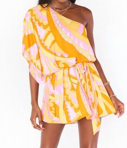 Style 1-841181838-3855 Show Me Your Mumu Orange Size 0 Belt One Shoulder Cocktail Dress on Queenly