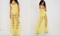 Style 1-963939928-3236 for Love & Lemons Yellow Size 4 Military Polyester Spandex Straight Dress on Queenly