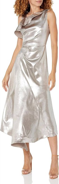 Style 1-977190976-1901 Shoshanna Gold Size 6 Tall Height Shiny Cocktail Dress on Queenly