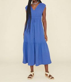 Style 1-1385749156-2696 XIRENA Blue Size 12 V Neck Cap Sleeve Plus Size Straight Dress on Queenly