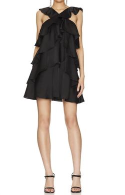 Style 1-1732302044-1498 MILLY Black Size 4 Sorority Rush Mini Cocktail Dress on Queenly
