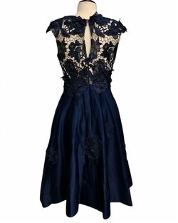 Style 1-1876005826-2168 Bariano Blue Size 8 Free Shipping Sheer Cocktail Dress on Queenly