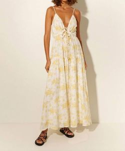 Style 1-1891420179-1498 KIVARI Yellow Size 4 Floor Length Floral V Neck Straight Dress on Queenly