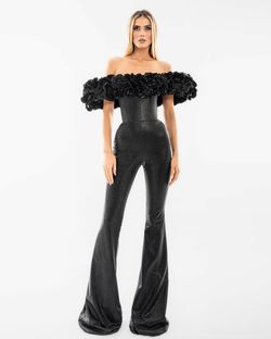 Style AD5419 Albina Dyla Black Size 4 Flare Tall Height Jumpsuit Dress on Queenly