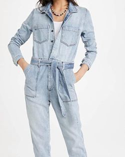 Style 1-2045081187-2901 Joe's Jeans Blue Size 8 High Neck Sleeves Jumpsuit Dress on Queenly