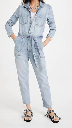 Style 1-2045081187-2901 Joe's Jeans Blue Size 8 Tall Height High Neck Jumpsuit Dress on Queenly