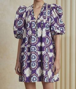 Style 1-245551107-2790 HUNTER BELL Purple Size 12 Print Sleeves Pockets Cocktail Dress on Queenly