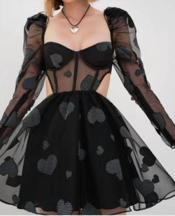 Style 1-2507955190-3236 for Love & Lemons Black Size 4 Cut Out Long Sleeve Sorority Cocktail Dress on Queenly