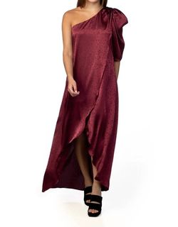 Style 1-2532148919-2696 Crosby by Mollie Burch Red Size 12 Free Shipping One Shoulder Burgundy Satin Straight Dress on Queenly