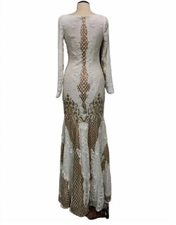 Style 1-2650778613-2168 Bariano Gold Size 8 Tall Height Floor Length Straight Dress on Queenly