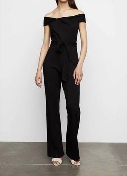 Style 1-2856714998-3855 Bailey 44 Black Size 0 Belt Pockets Sleeves Side Slit Jumpsuit Dress on Queenly