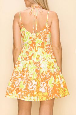 Style 1-3125436119-3236 INA Fashion Orange Size 4 Print Summer Mini Casual Cocktail Dress on Queenly