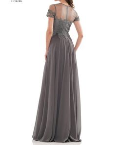 Style 1-3654109587-98 Marsoni by Colors Gray Size 10 Military Floor Length Black Tie Straight Dress on Queenly
