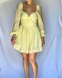 Style 1-3763771263-2901 ASTR Yellow Size 8 Free Shipping Mini Cocktail Dress on Queenly