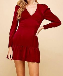 Style 1-3892488040-2791 TCEC Red Size 12 Fitted Long Sleeve Satin Cocktail Dress on Queenly