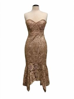 Style 1-3951710093-2168 Bariano Pink Size 8 High Low Rose Gold Tall Height Sweetheart Cocktail Dress on Queenly