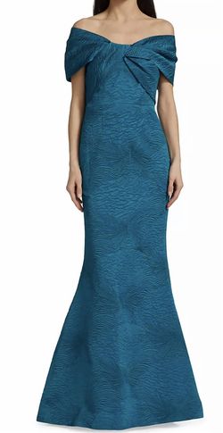 Style 1-83249999-98 Teri Jon Blue Size 10 Tall Height Sleeves Free Shipping Mermaid Dress on Queenly