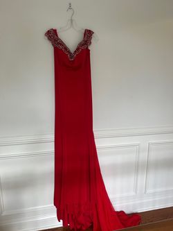 Style TB117227 Tony Bowls Red Size 8 50 Off Pageant Floor Length Mermaid Dress on Queenly