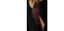 Jovani Red Size 4 Sequined Maroon Mermaid Dress on Queenly