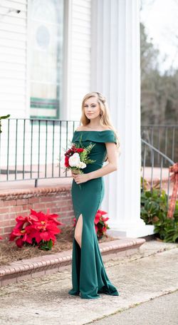 Allure Green Size 0 Wedding Guest Prom Floor Length Side slit Dress on Queenly