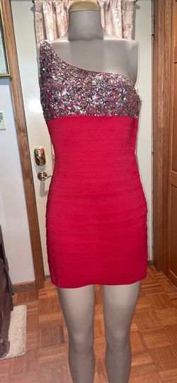 Sherri Hill Red Size 2 One Shoulder Prom Cocktail Dress on Queenly